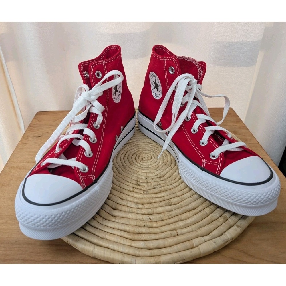 Converse All Star Chuck Taylor Sneakers Size 10 Shoes Red Canvas Lace High Top - Picture 11 of 15